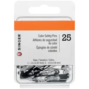 SINGER Safety Pins | Black and White | 2 Assorted Sizes | 25 Count
