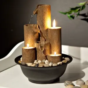 Alpine Corporation WCT202 11 Indoor Tabletop Tiered Fountain with Tealight Candle Holders | Brown