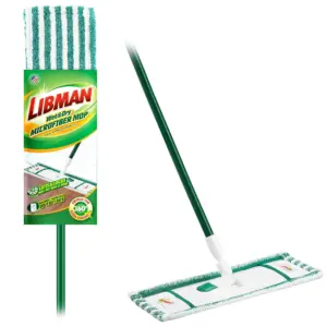 Libman Wet and Dry Household Microfiber Mop Steel Handle 18 Wide Green and White