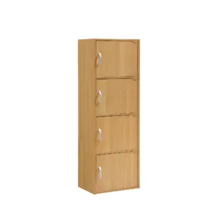 Home Indoor Decorative 3-Shelf | 6-Door Bookcase | Beech
