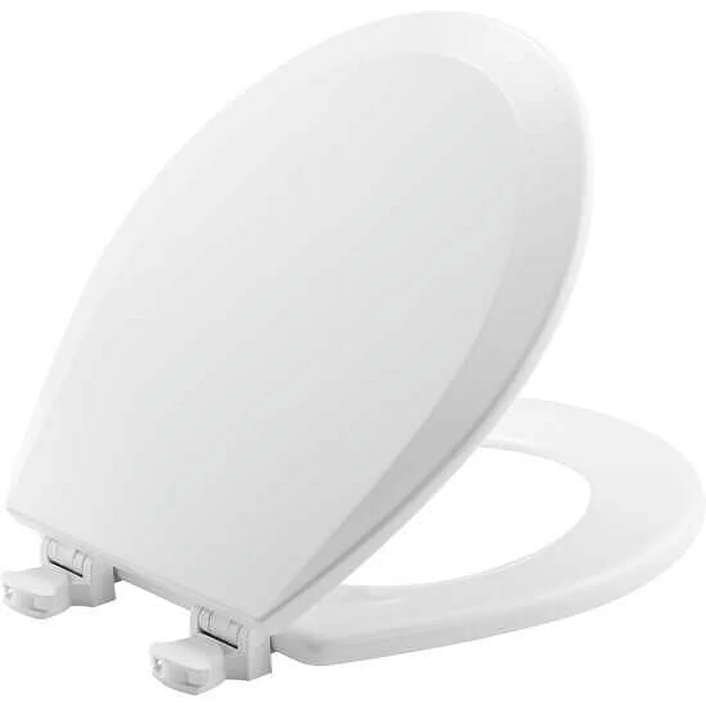 Bemis Round Enameled Wood Toilet Seat Inch White with Easy·Clean Hinge