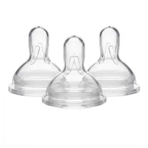 Medela Wide Base Slow-Flow Spare Nipples | 3-Pack | Slow Flow | Clear