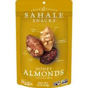 Sahale Snacks Glazed Mix of Honey Almonds | 4oz Bag – Sweet and Savory Nut Blend | Gluten-Free | Non-GMO | 4 Ounce