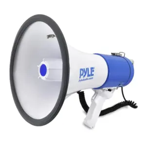 Portable Megaphone Speaker PA Bullhorn | Built-Inch Siren | 50W Adjustable Volume Control Inch 1200 Yard Range | Ideal for Any Outdoor Sports | Cheerleading Fans and Coaches | or for Safety Drills