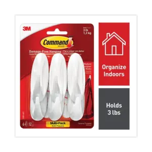 Command 17081-6ES 3 lbs. Capacity Plastic Decorative Hooks | Medium White (6/Pack)