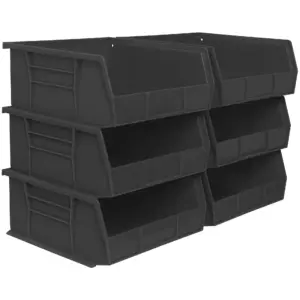Akro-Mils Stackable Storage Bins | AkroBins 30235 Stacking Organizer | 11x11x5 | Black | 6-Pack | Single