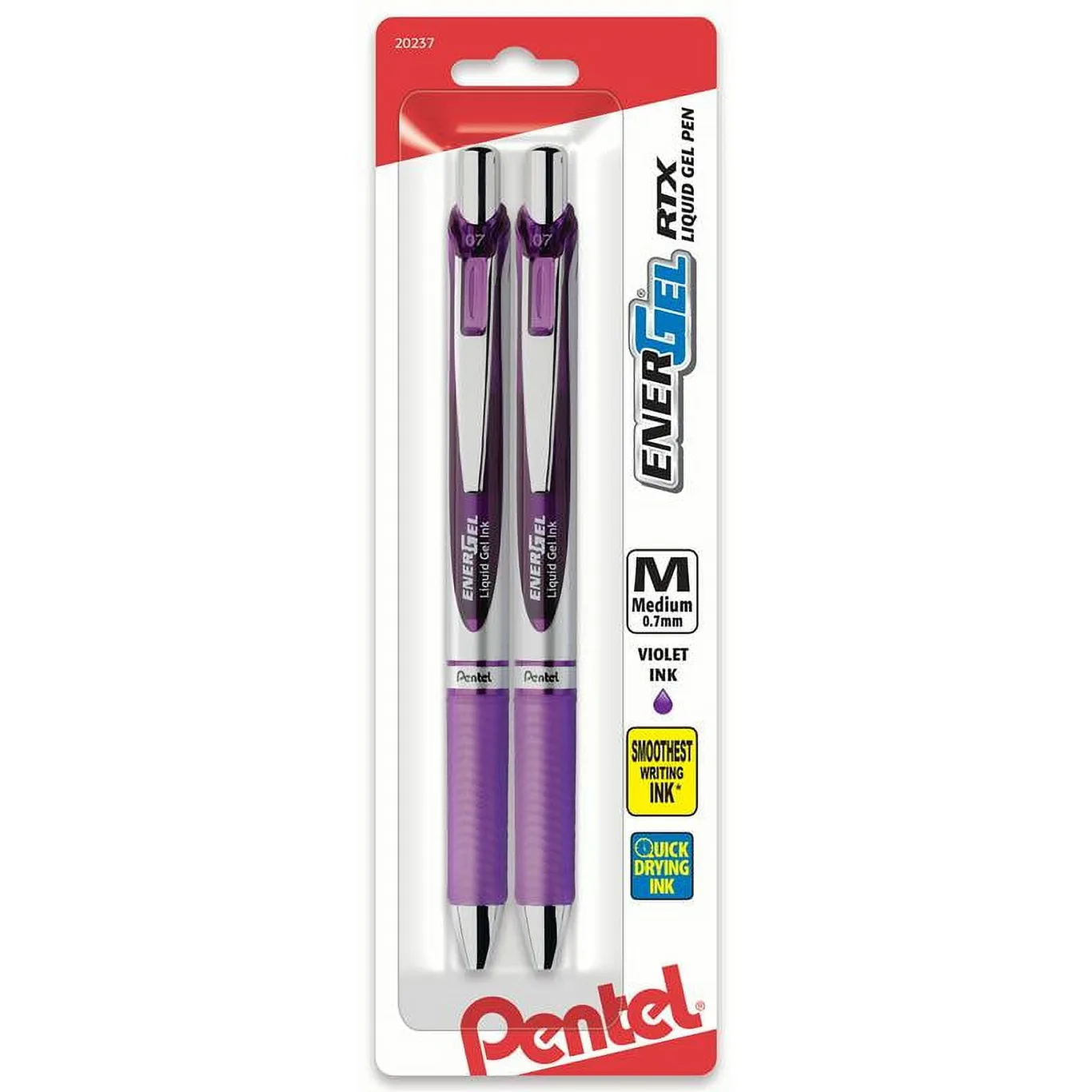 Pentel EnerGel RTX Gel Pen | (0.7mm) Metal Tip | Violet Ink 2-Pack