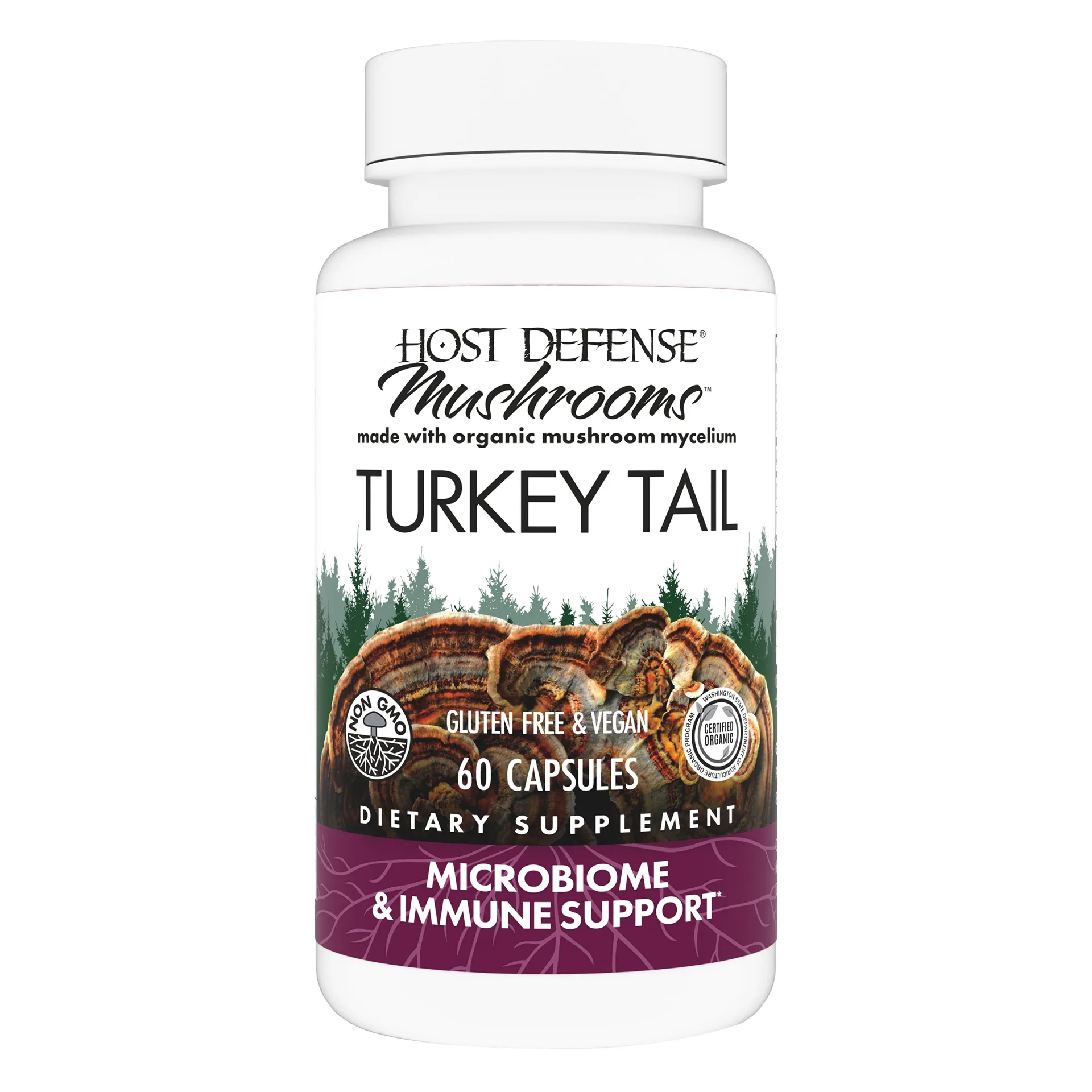 Host Defense | Turkey Tail Capsules | Natural Immune System & Digestive Support | Mushroom Supplement | Unflavored | 60