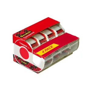 Scotch Transparent Tape | Clear | 3/4 Inch x 850 Inch | 4 Dispensers