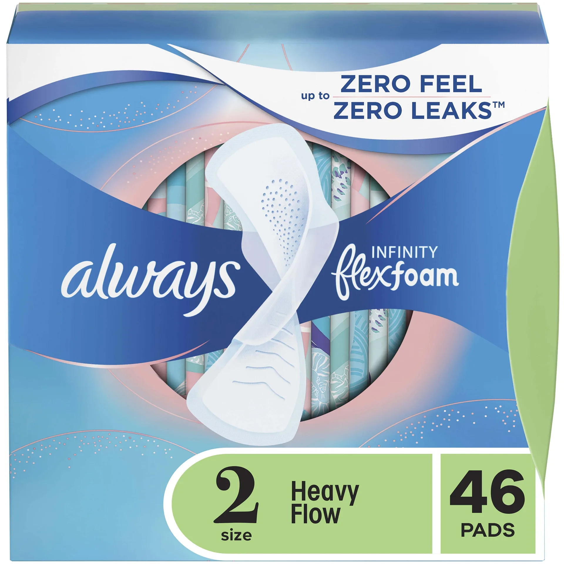 Always Infinity Feminine Pads for Women with Wings | Size 2 Heavy | Unscented | 16 Count