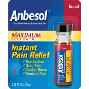Anbesol Liquid Maximum Strength | Instant Oral Pain Relief | 0.41 Ounce