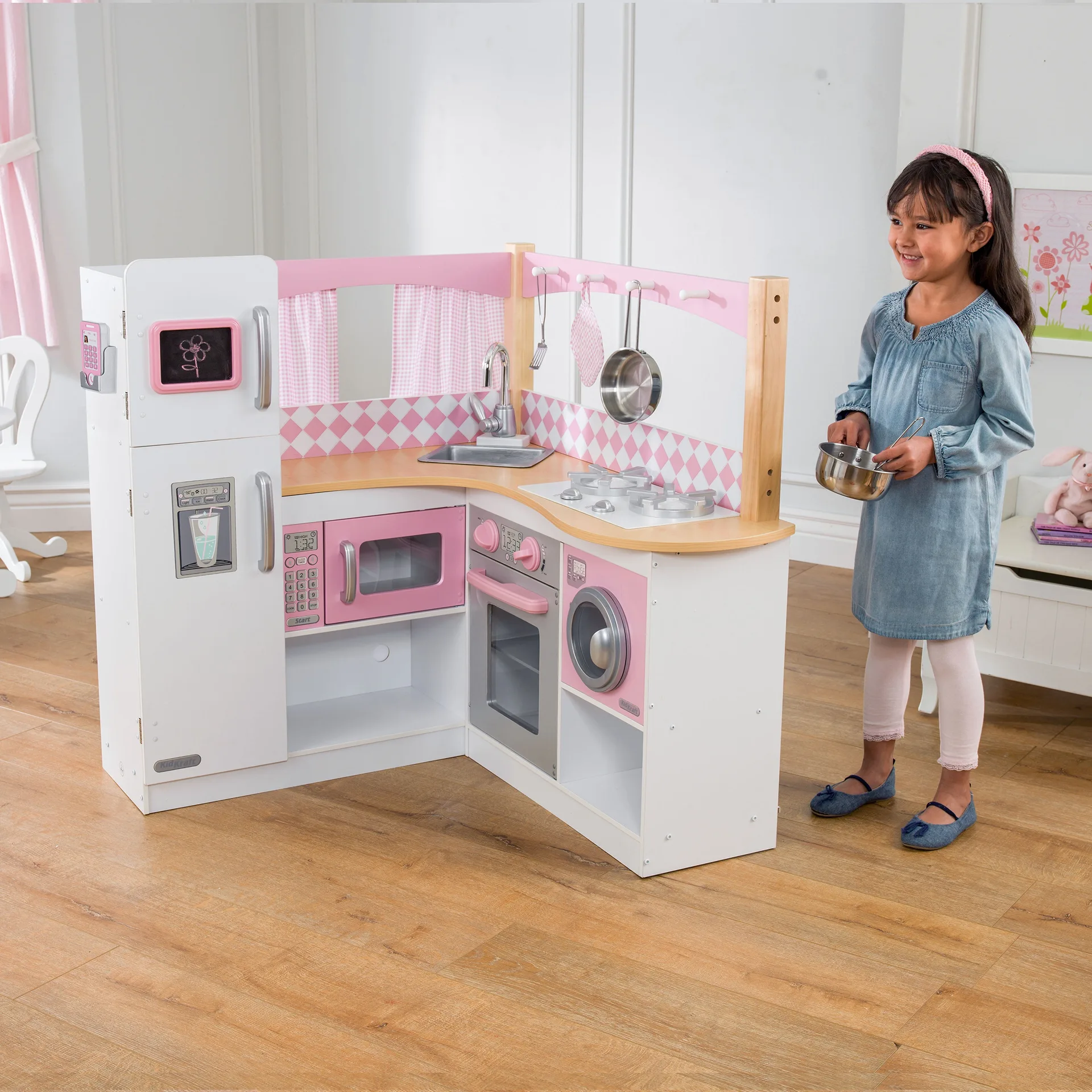 KidKraft Grand Gourmet Corner Play Kitchen with 5 Accessories (Premium Edition)
