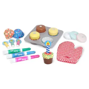 Melissa and Doug Bake and Decorate Wooden Cupcake Play Food Set | FSC Certified