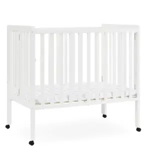 Delta Children Folding Portable Baby Mini Crib with 1.5-inch Mattress | White