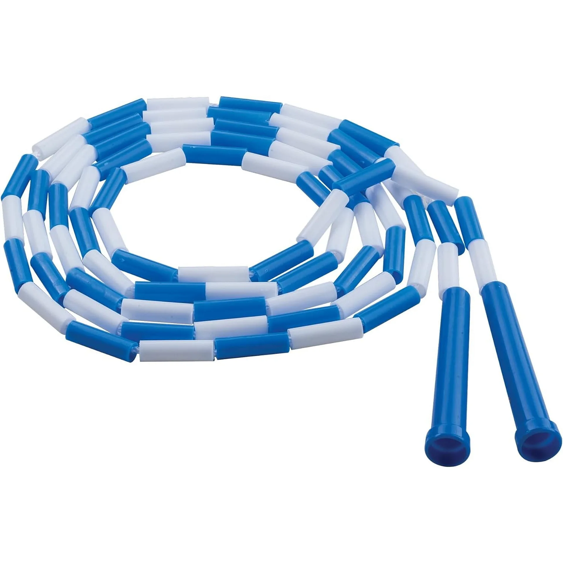 Champion Sports Classic Plastic Segmented Beaded Jump Ropes | Phys. Ed | Gym | Fitness & Recreational Use | 9'L | Blue/White | 13.7 Inch