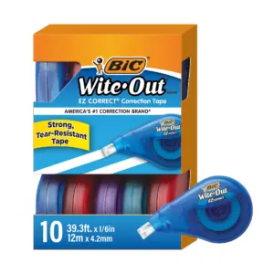 BIC Wite-Out Brand EZ Correct Correction Tape | White | 10 Pack