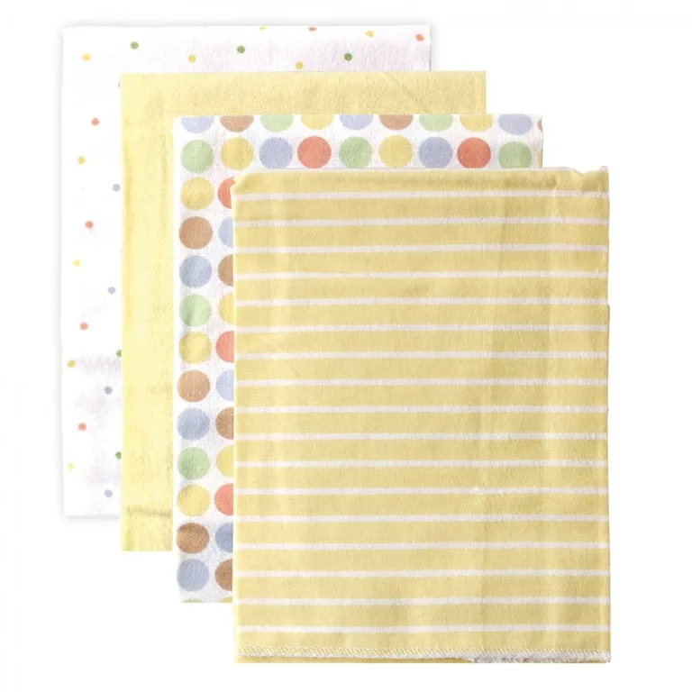 Luvable Friends Baby Cotton Flannel Receiving Blankets | Yellow | One Size