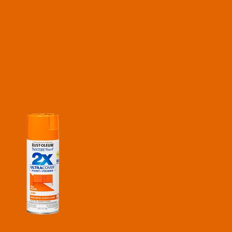 Rust-Oleum Painter's Touch 2X Ultra Cover Gloss Real Orange Paint+Primer Spray Paint 12 Ounce