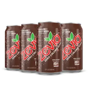 Zevia Zero Calorie | No Sugar Ginger Root Beer Soda Pop | 12 fl Ounce | 8 Pack Cans | Ginger Root Beer | Single