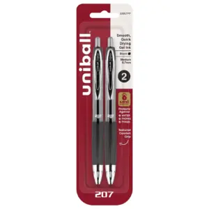uni-ball 207 Retractable Gel Pens | Medium Point (0.7mm) | Black | 2 Count | SRP