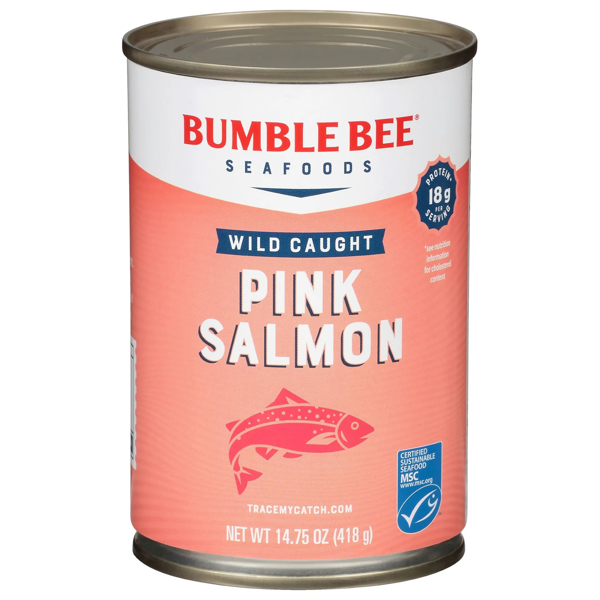 Bumble Bee Pink Salmon | Wild Caught | Gluten Free | 18g Protein per Serving | Ready to Eat | Shelf Stable Can | 14.75oz | Single
