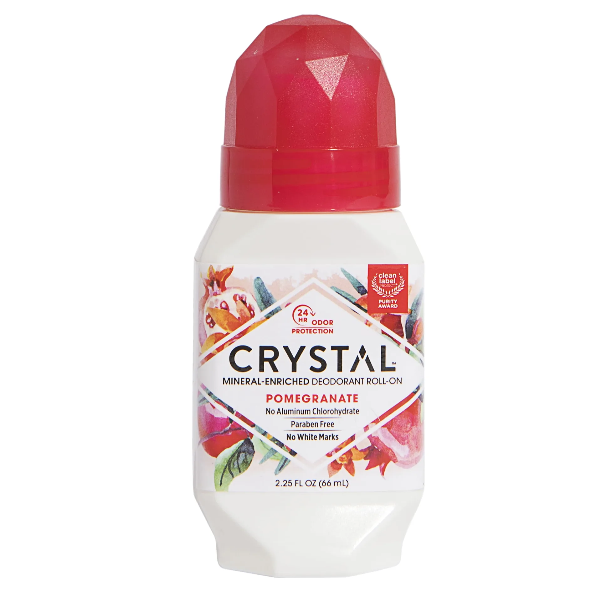 Crystal Body Mineral-Enriched Deodorant Roll-On | Unisex | Pomegranate | 2.25 fl Ounce | 1