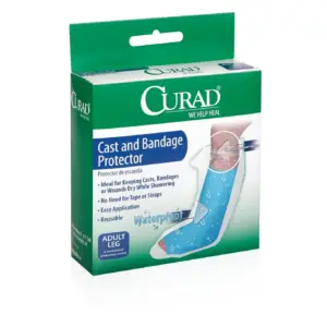 Curad Cast and Bandage Protector | Adult Cast Leg Protector For Shower or Bath | Waterproof | Clear | 2 Count