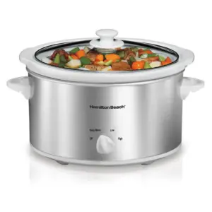 Hamilton Beach Slow Cooker | 4 Quart Capacity | Serves 4+ People | Removable Crock | White & Silver | 33140
