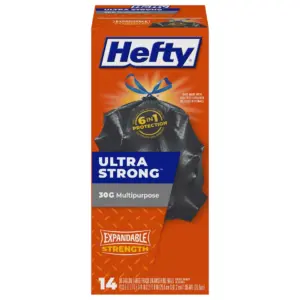 Hefty Strong Large Trash OKA4Bags | Black | 30 Gallon | 14 Count