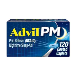 Advil PM Pain Relievers & Nighttime Sleep Aid Coated Caplet | 200 Mg Ibuprofen | 120 Count