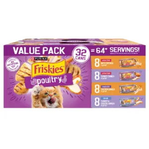 Purina Friskies Gravy | Poultry | Meaty Bits & Filets | Wet Cat Food | 5.5 Ounce Cans | 32 Pack