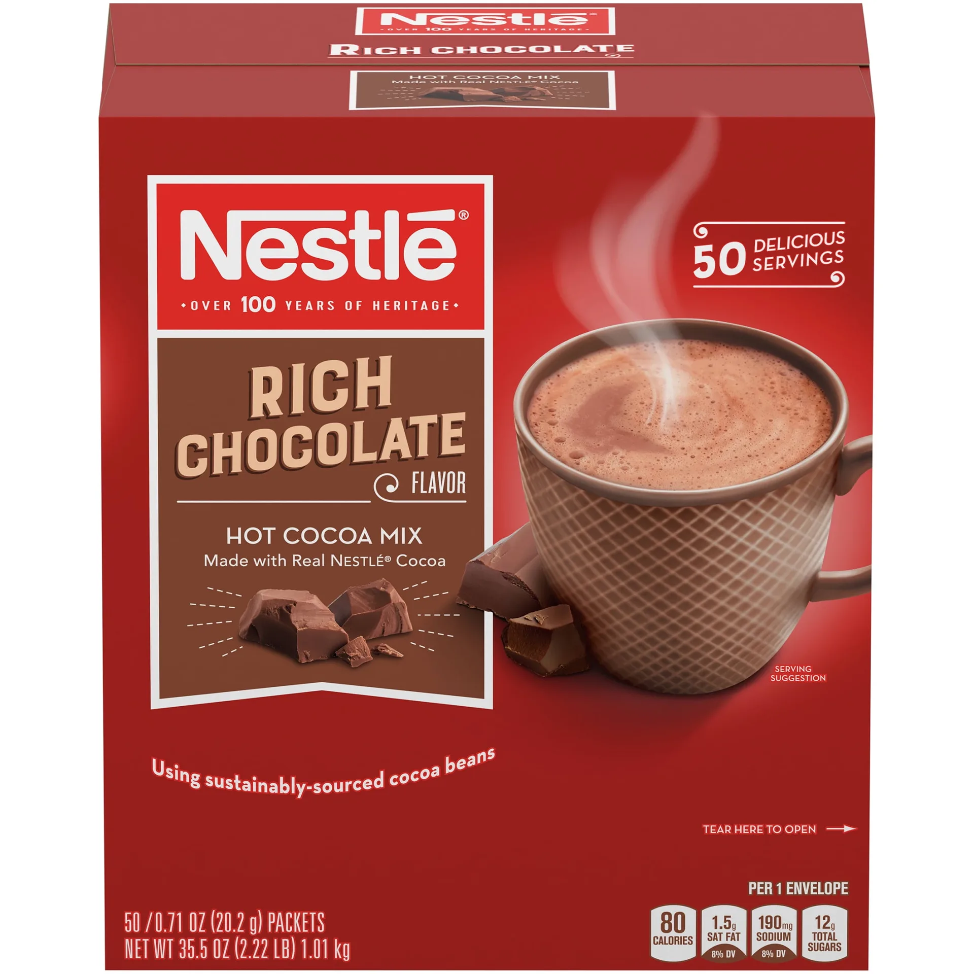 Nestle Hot Chocolate SCH4Packets | Hot Cocoa Mix | Rich Chocolate Flavor | Made with Real Cocoa | Bulk Pack | 0.71 Ounce Packet (50 Count)