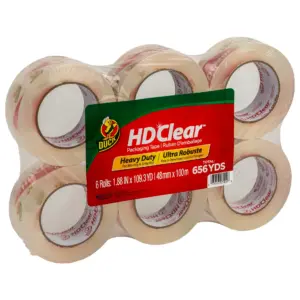 Duck HD Clear 1.88 Inch. x 109.3 yd. Clear Acrylic Packing Tape | 6 pack