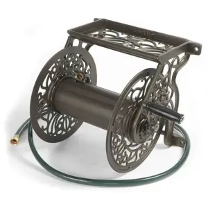 Liberty Garden LBG-704 125' Steel Decorative Garden Hose Wall Mounted Reel (Premium Edition)