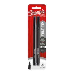 Sharpie Pens | Felt Tip Pens | Fine Point (0.4mm) | Black | 2 Count