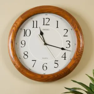 Seiko 13 Dark Brown Solid Oak with Arabic Numbers | Quiet Sweep | Quartz | Analog | QXA129BLH
