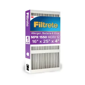 Filtrete 16x25x4 HVAC Furnace Air Filter | MPR 1550 MERV 12 | Ultra Allergen Reduction | 1 Filter