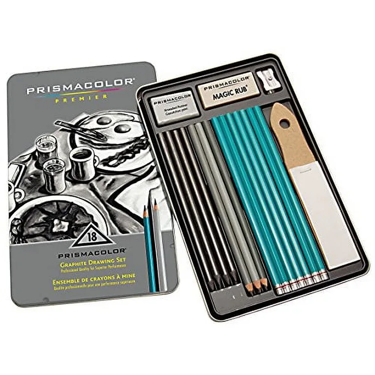 Prismacolor 24261 Premier Graphite Drawing Pencils with Erasers and Sharpeners | 18-Piece Set | Pink