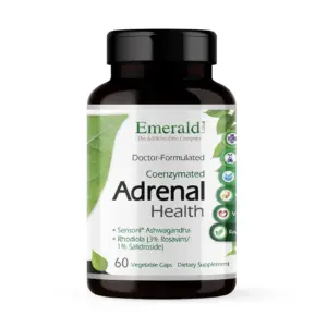 Emerald Labs Adrenal Health with Sensoril Ashwagandha | Vitamin B12 | & Rhodiola for Adrenal Support | Stress Relief Support & Mental Clarity | 60 Vegetable Capsules