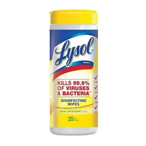 Lysol 81145 7 X 8 Lemon and Lime Blossom Disinfecting Wipes 35 Count