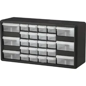 Akro-Mils Stackable Cabinet 26 Drawers 20x6-3/8x10-11/32 Black/Gray 10126 | Single | Black/Clear | 26 Drawer