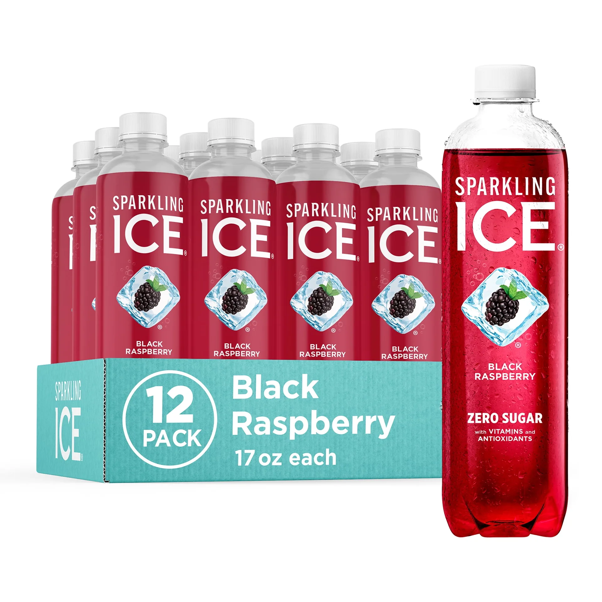 Sparkling Ice | Black Raspberry Sparkling Water,17 fl Ounce Bottles (Pack of 12)