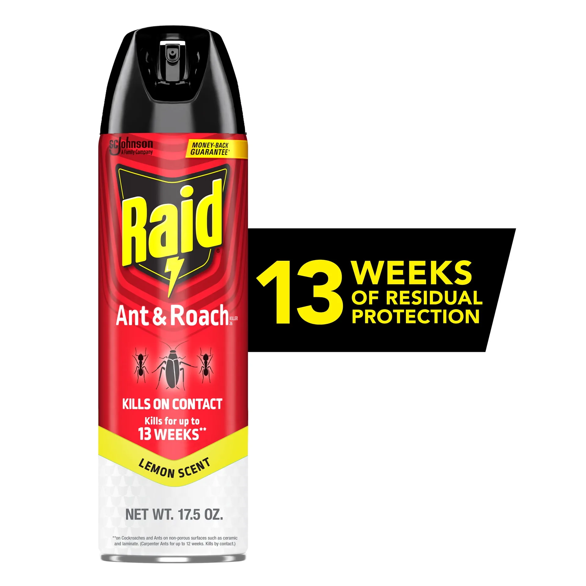 Raid Ant & Roach Insect Killer Aerosol Insecticide | Lemon Scent | 17.5oz | Single