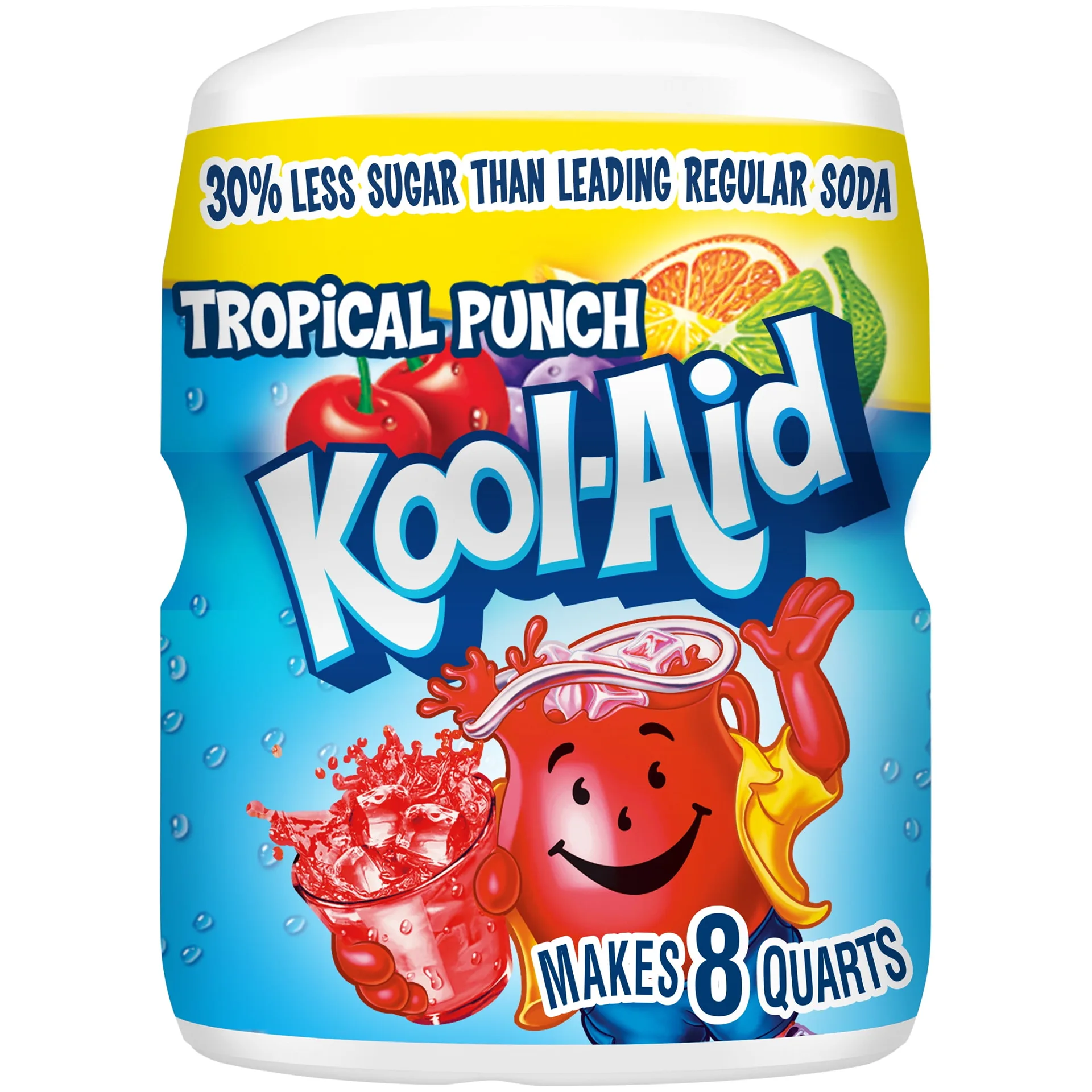 Kool-Aid Sugar Sweetened Tropical Punch Powdered Drink Mix | 19 Ounce. Canister | Single