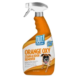 OUT! PetCare Orange Oxy Stain & Odor Remover | Oxy Clean Pet Stain & Odor Eliminator | 32 Ounces | Single