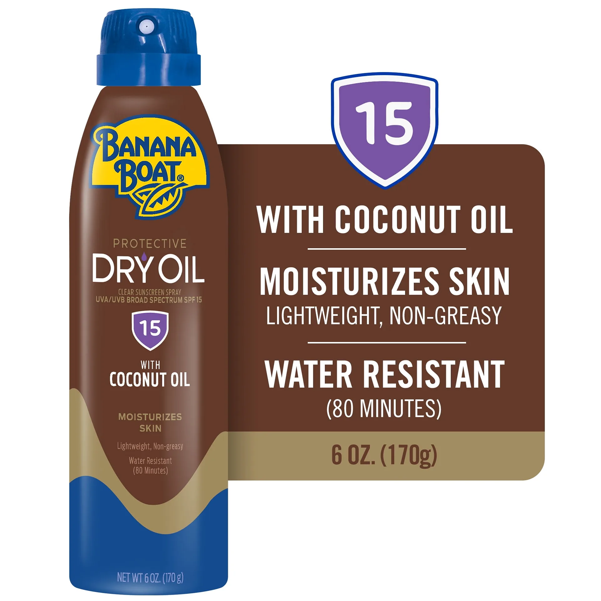 Banana Boat Protective Tanning Dry Oil Clear Spray Sunscreen SPF 15 | 6oz