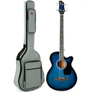 Best Choice Products 22-Fret Full Size Acoustic Electric Bass Guitar w/ 4-Band Equalizer | Truss Rod | Blue