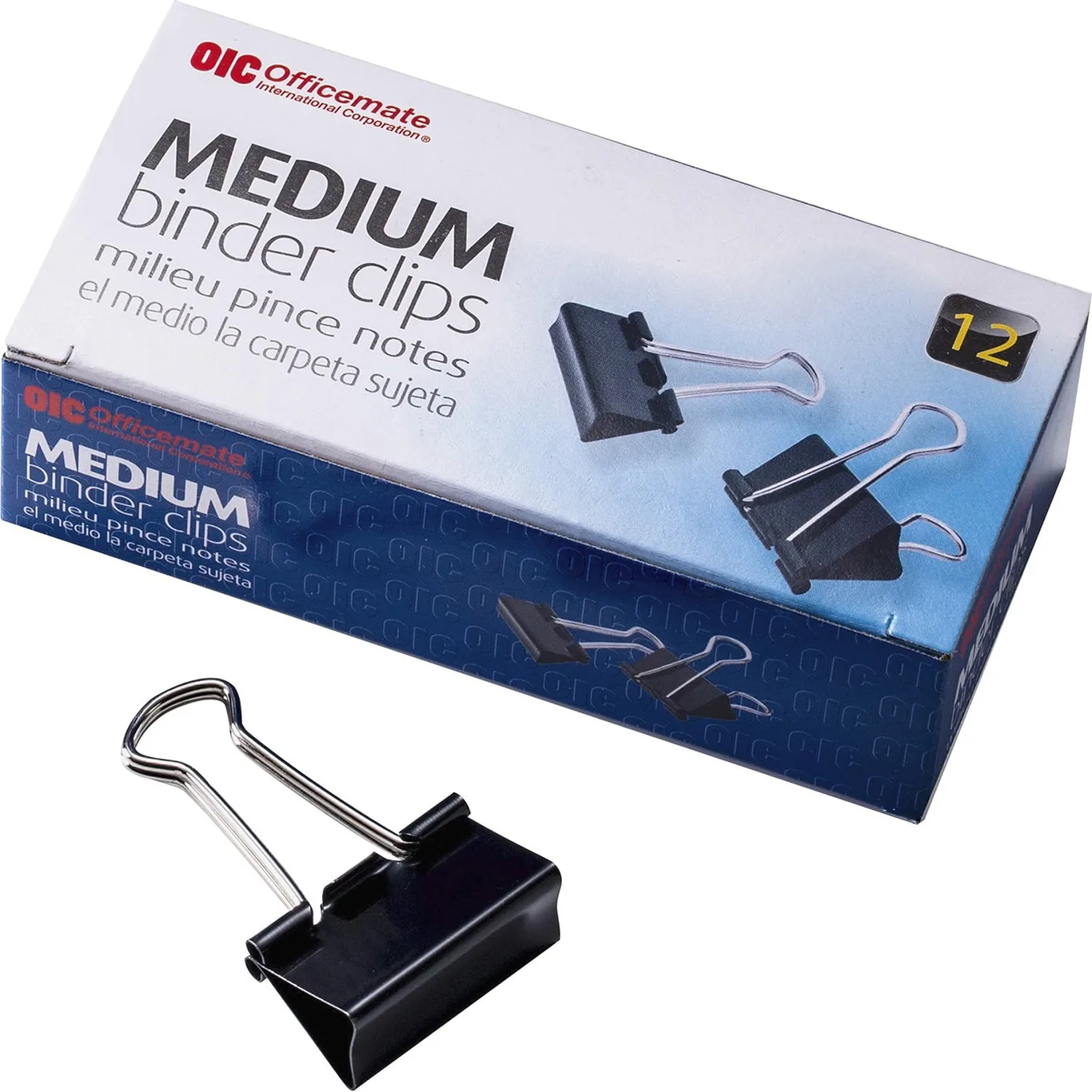 Officemate Medium Binder Clips | Black | 1 Box of 1 Dozen (99050)