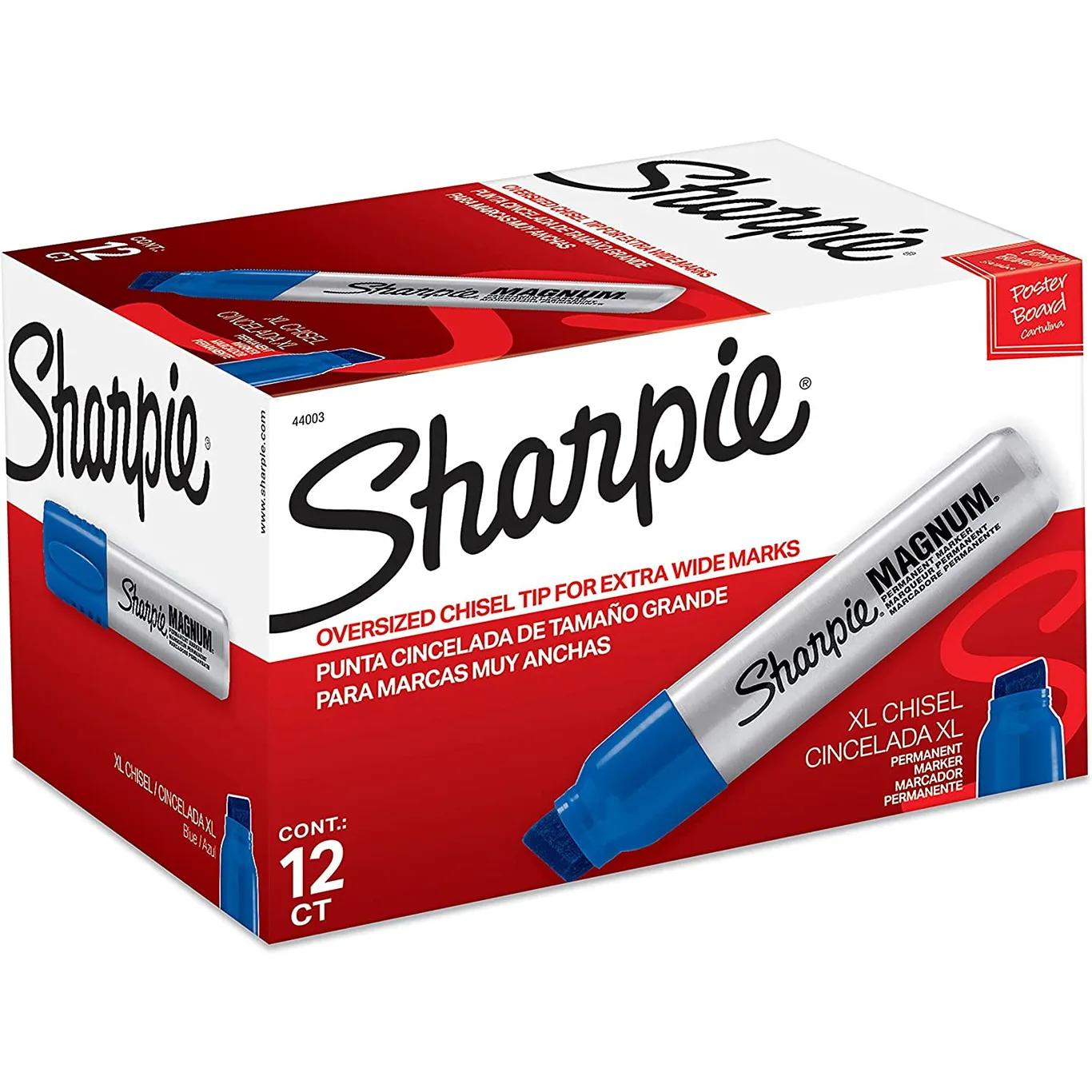 Magnum Permanent Marker Oversized Chisel Tip Great for Poster Boards Blue 12 Count (Premium Edition)
