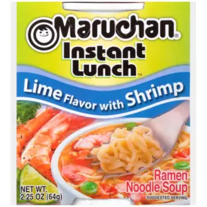 Maruchan Instant Lunch Lime Flavor with Shrimp Ramen Noodles | 2.25 Ounce Shelf Stable Cup | Single | Lime Flavor with Shrimp